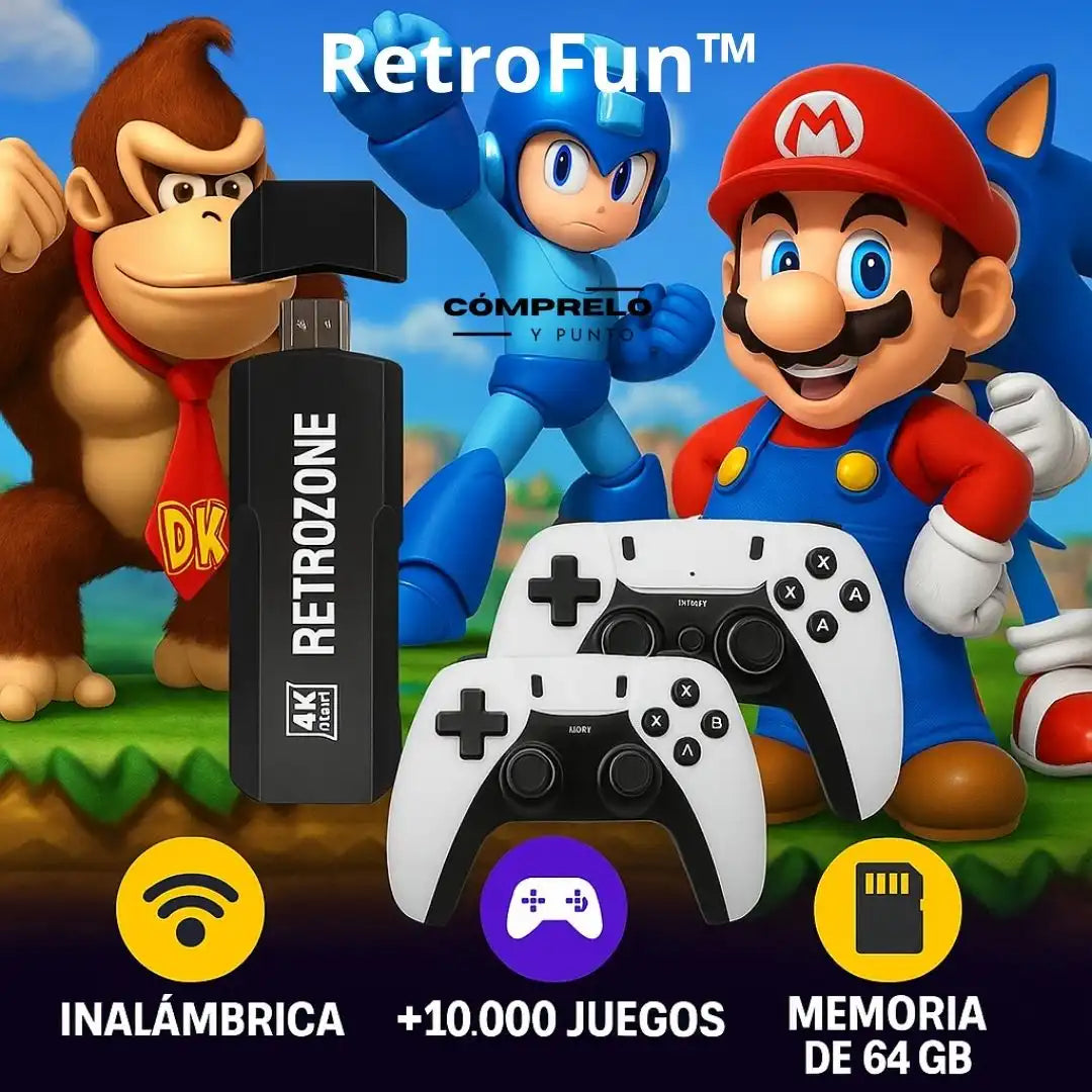 RetroFun™ | Consola Retro Inalámbrica – Revive los juegos de tu infancia sin cables