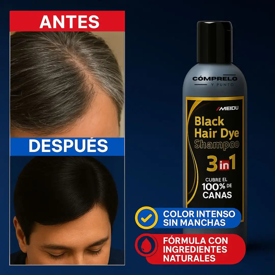 BlackShine® - Tinte Negro en Shampoo | Cubre tus canas en minutos sin mancharte