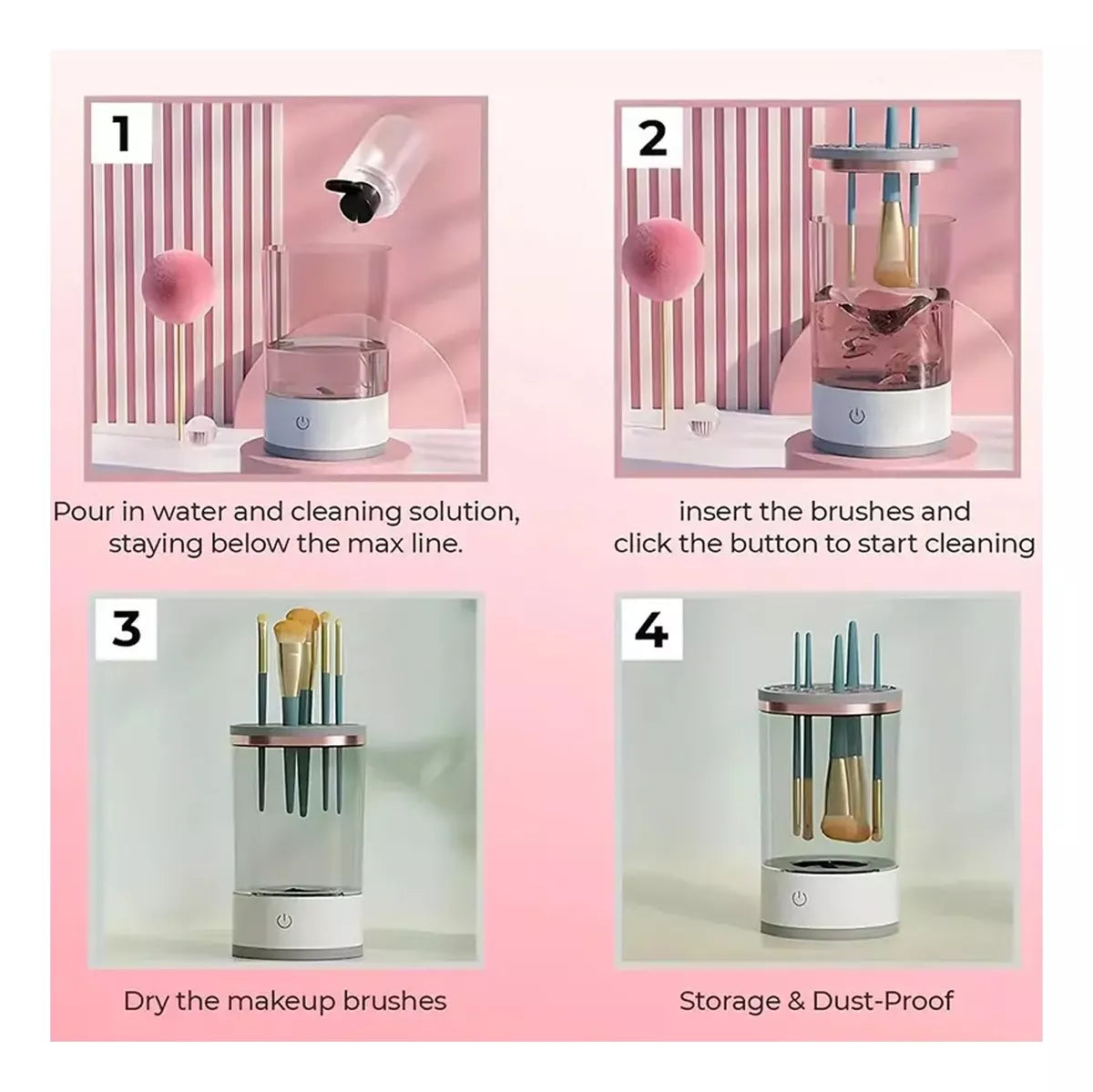 Brush Bloom®: Limpiador eléctrico para brochas impecables y piel radiante