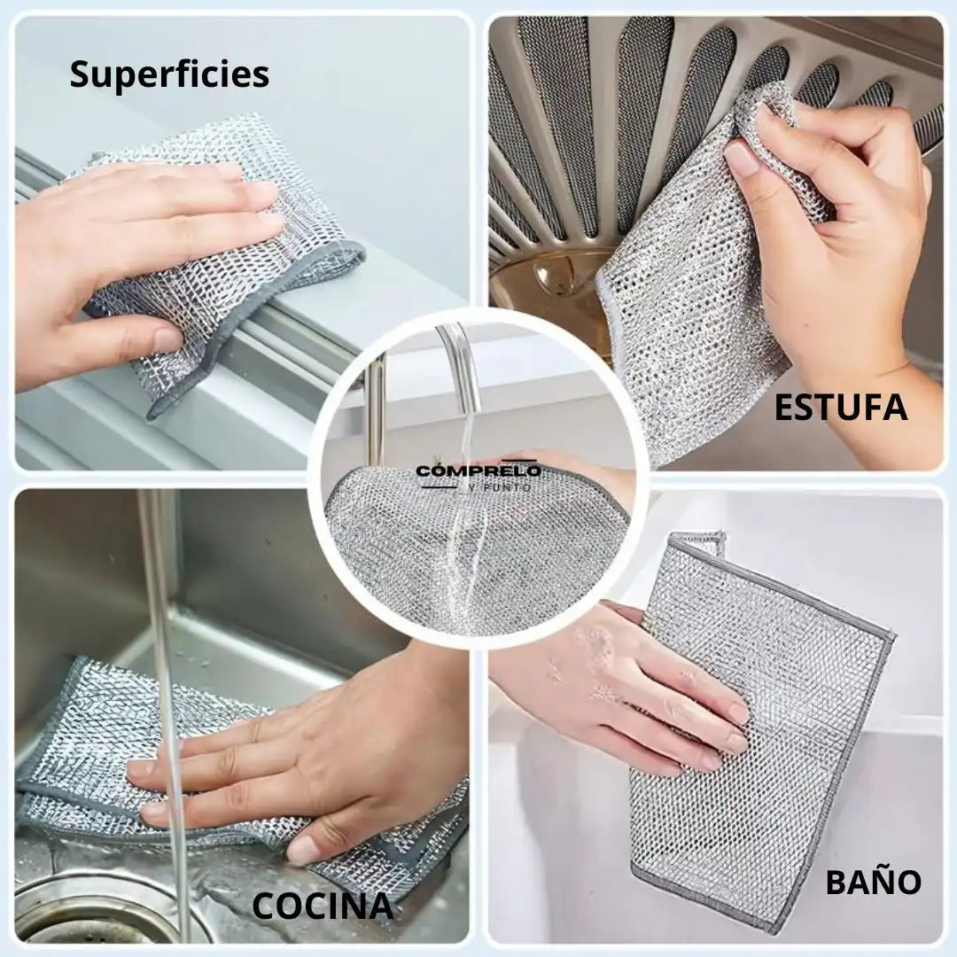 SteelPro™ | Paños Metálicos Antirayones x5 – Limpieza Poderosa sin Dañar tus superficies