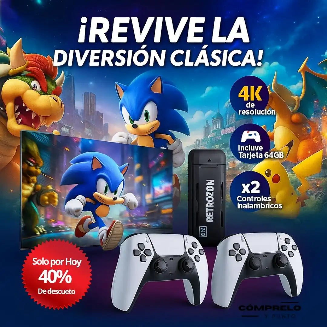 RetroFun™ | Consola Retro Inalámbrica – Revive los juegos de tu infancia sin cables