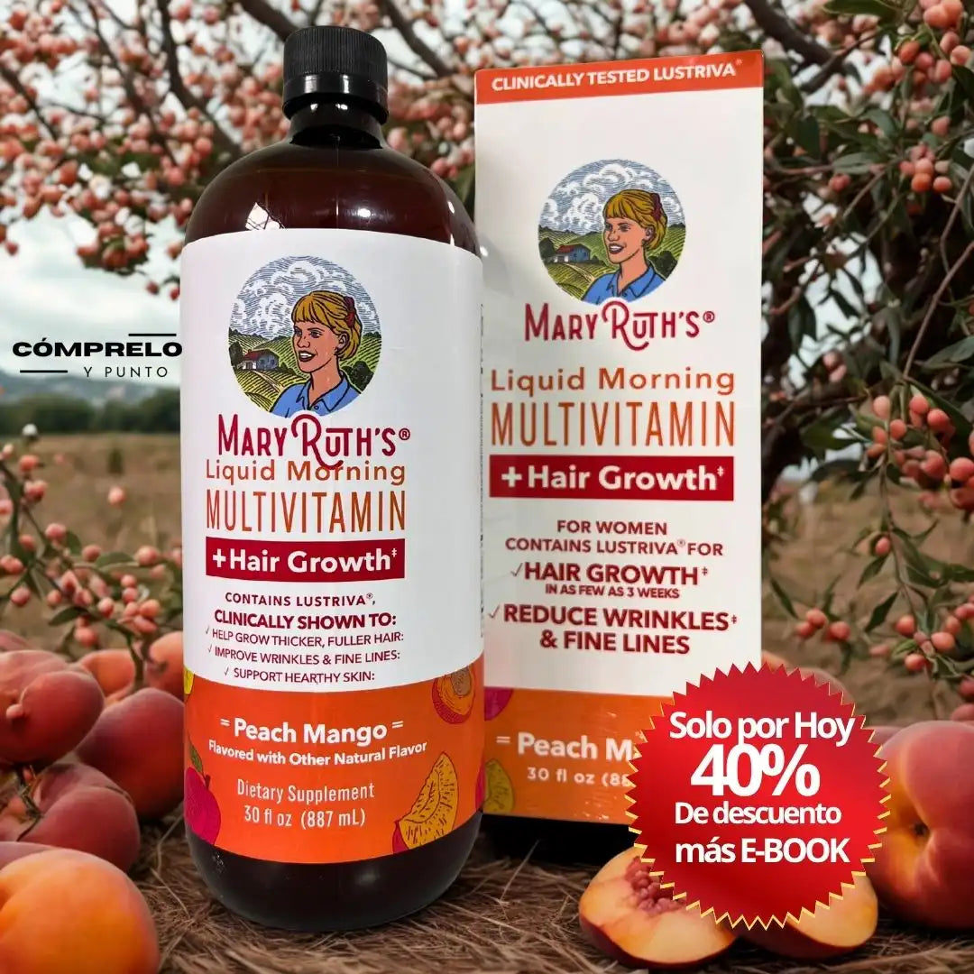 Mary Ruth´s® Hair Glow | Multivitamínico Líquido para el Crecimiento del Cabello, uñas y piel radiante