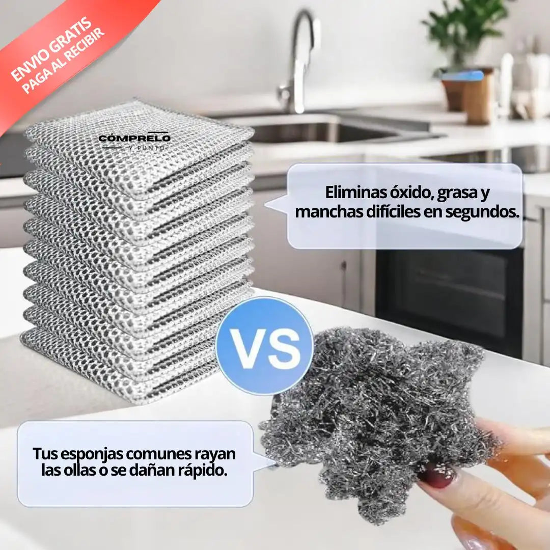 SteelPro™ | Paños Metálicos Antirayones x5 – Limpieza Poderosa sin Dañar tus superficies