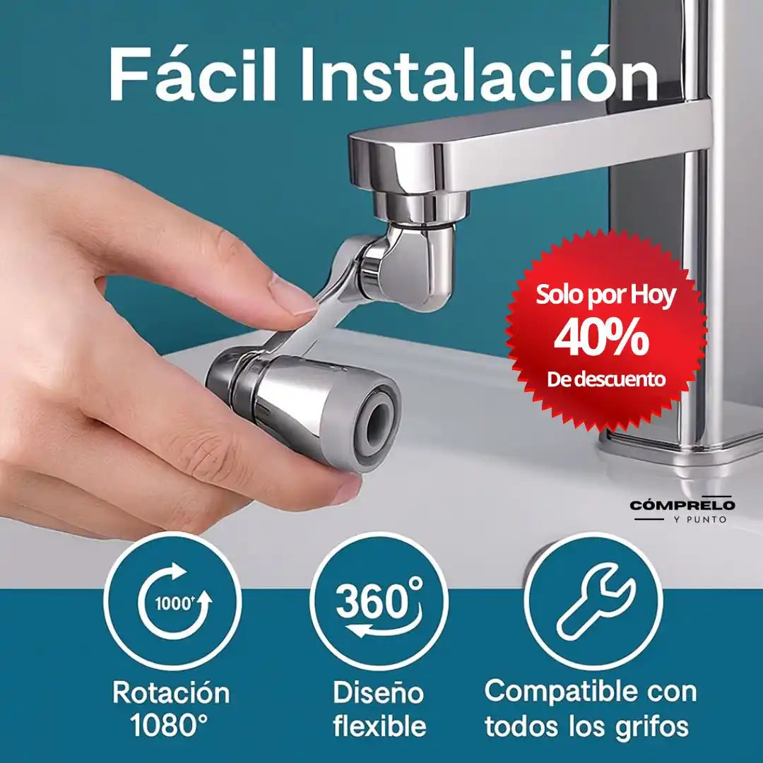 FlexiJet™ | Extensor de Grifo Giratorio 1080°