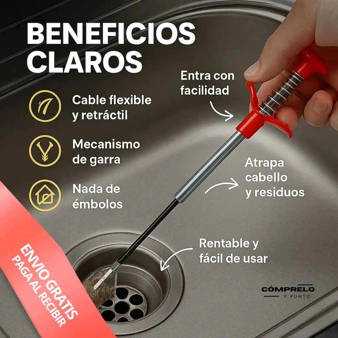 ClawFix™ – Desatascador con Garra Retráctil | Olvídate de los desagües tapados