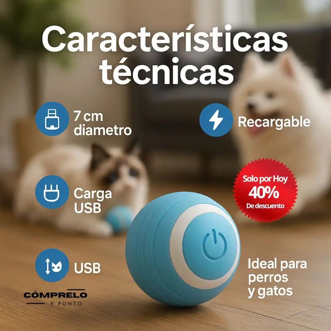 SmartPet® – Pelota Inteligente para Mascotas | Diversión sin fin para gatos y perros