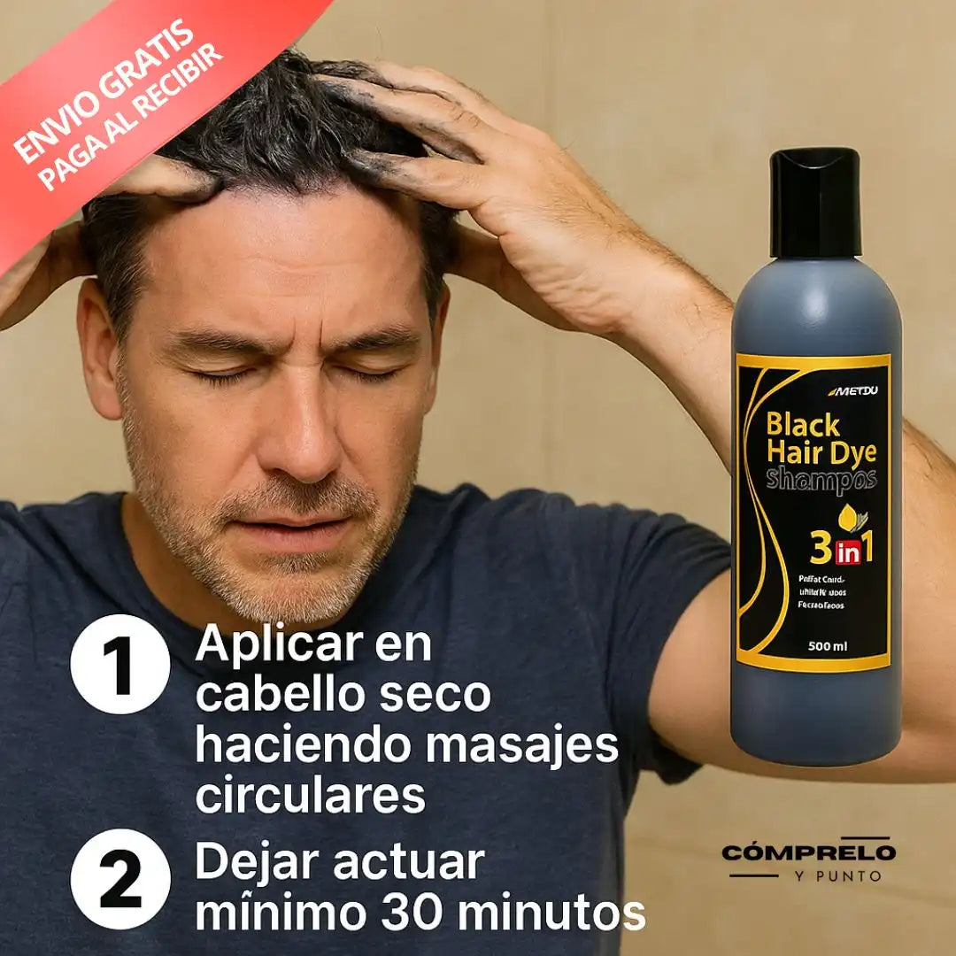 BlackShine® - Tinte Negro en Shampoo | Cubre tus canas en minutos sin mancharte