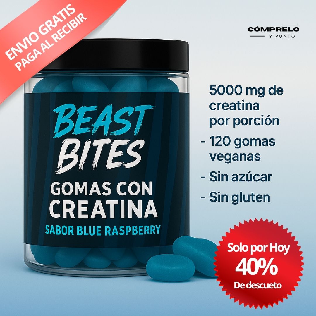 Best Bites™ Gomas de Creatina x 120 uni Olvídate del polvo, la cuchara y el shaker. Solo mastica y entrena.