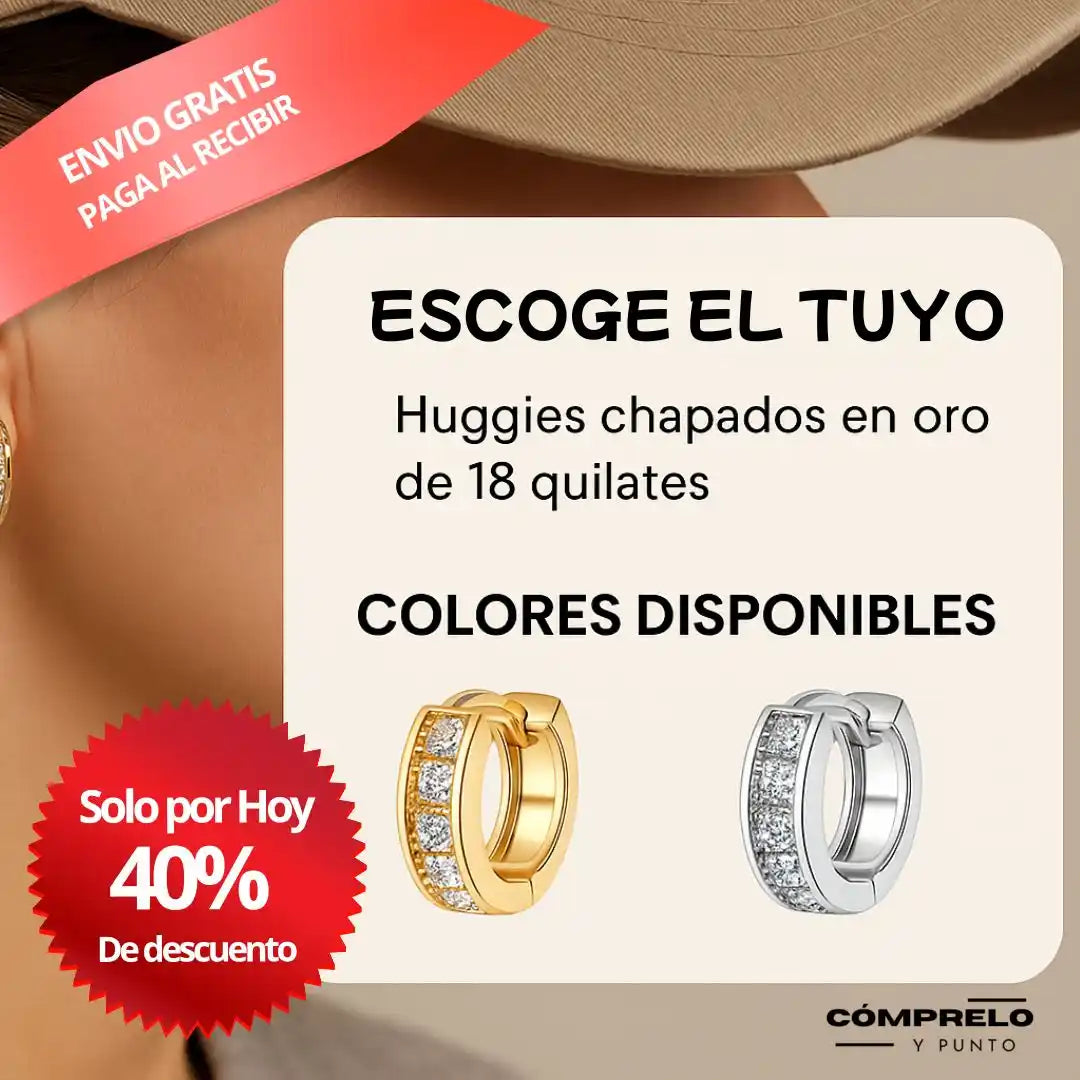Giselle® Aretes Huggie Chapados en Oro 18K – Elegancia y Comodidad Todo el Día