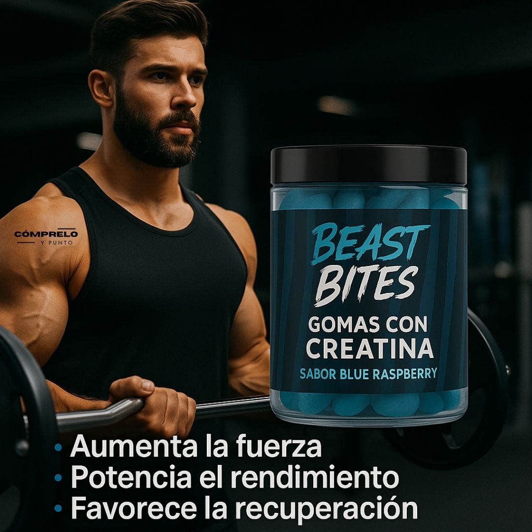 Best Bites™ Gomas de Creatina x 120 uni Olvídate del polvo, la cuchara y el shaker. Solo mastica y entrena.