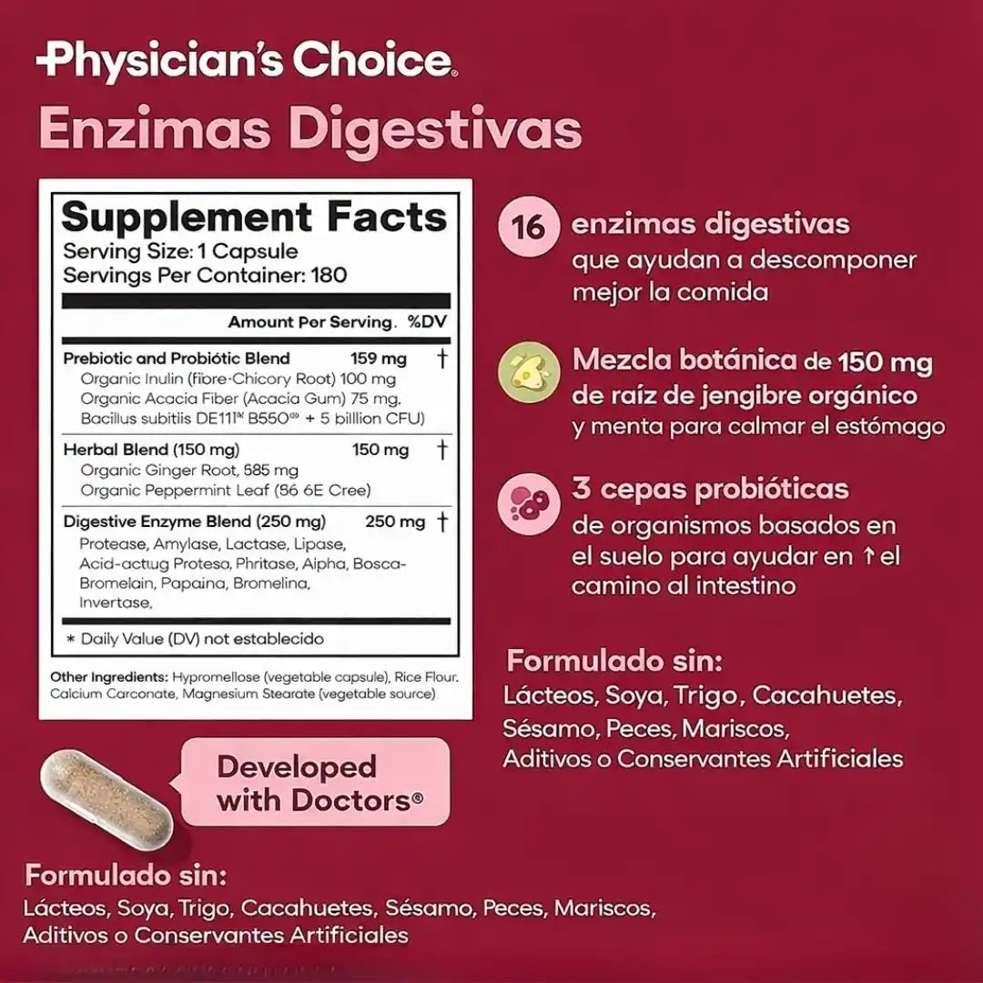 Physician’s Choice® Enzimas Digestivas | para una digestión más ligera y sin hinchazón